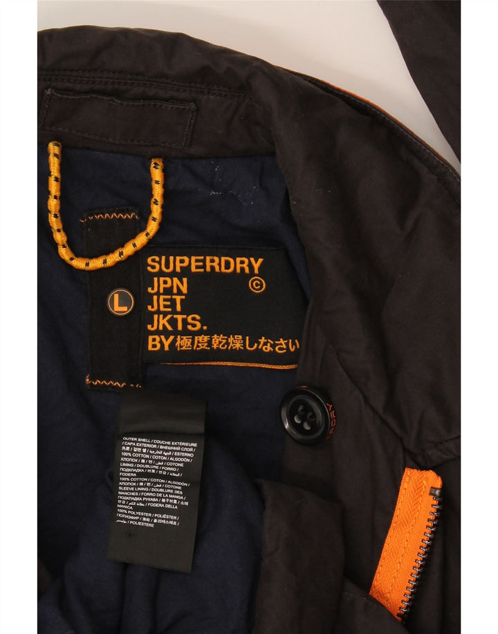 Superdry Womens Pea Coat UK 16 Large Black Cotton