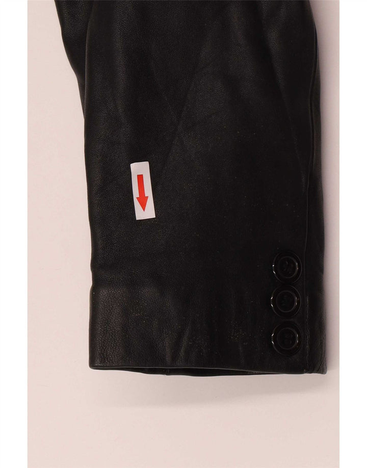 Vintage Mens 3 Button Leather Blazer Jacket UK 38 Medium Black