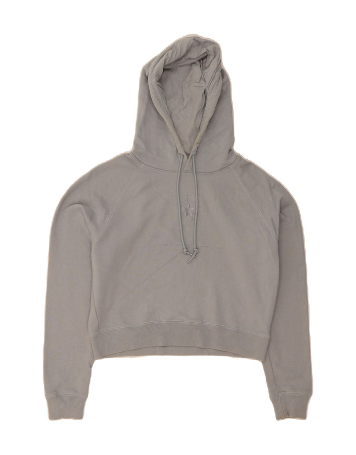 CONVERSE Womens Crop Hoodie Jumper UK 14 Medium Grey Cotton Vintage Converse and Second-Hand Converse from Messina Hembry 