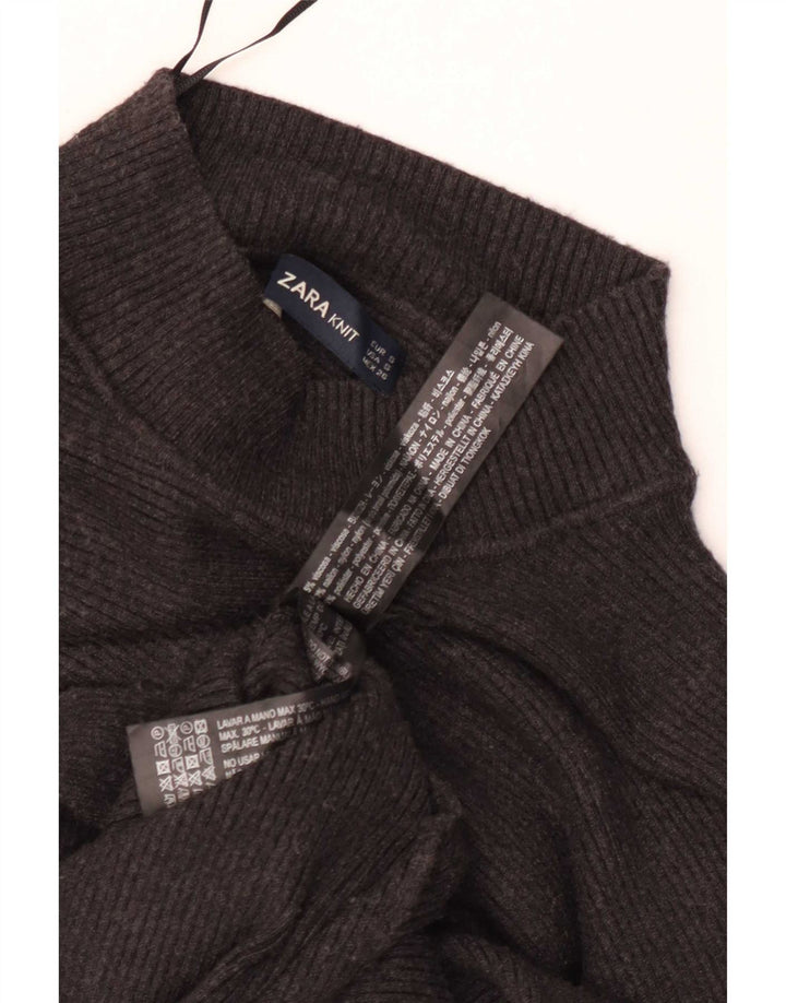 Maglione corto oversize con collo dolcevita corto da donna Zara UK 10 piccolo grigio