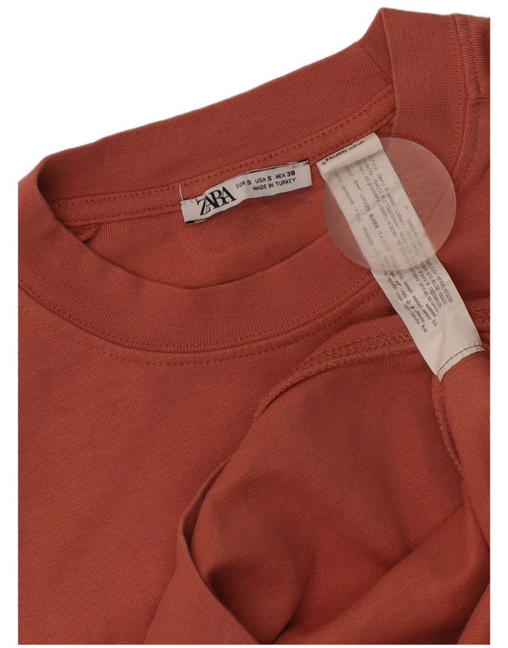 Zara Womens Short Sleeve Oversized Sweatshirt Jumper UK 10 Small Pink