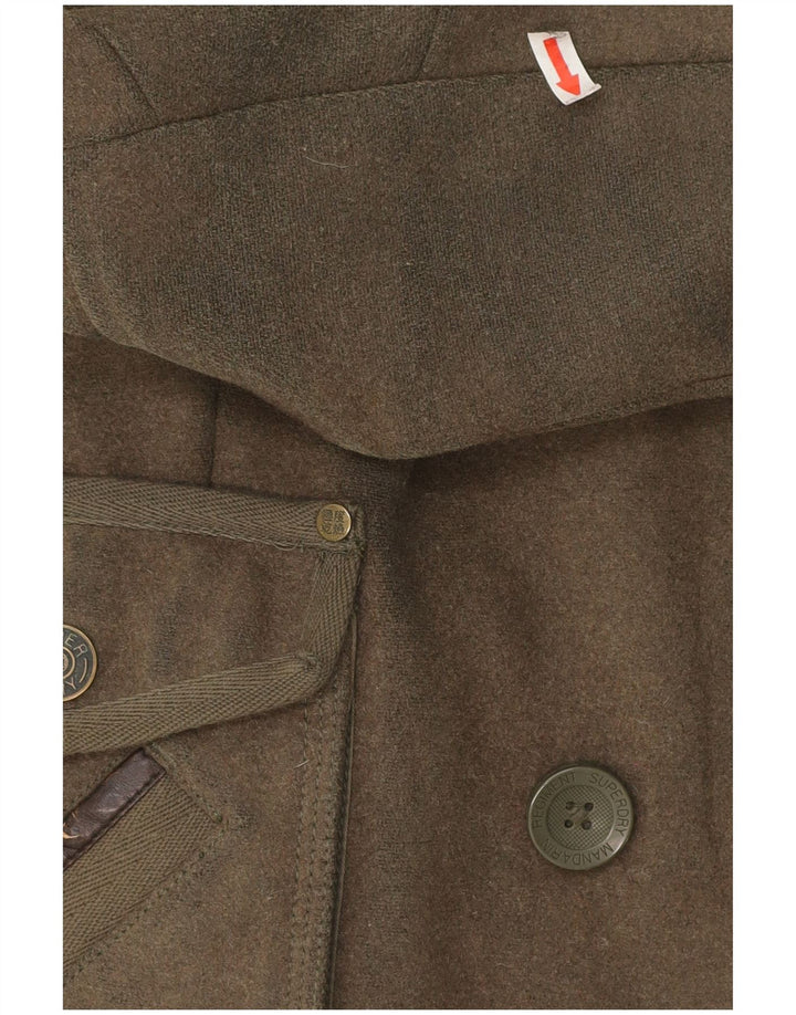 Superdry Womens Military Jacket UK 10 Small Khaki Wool