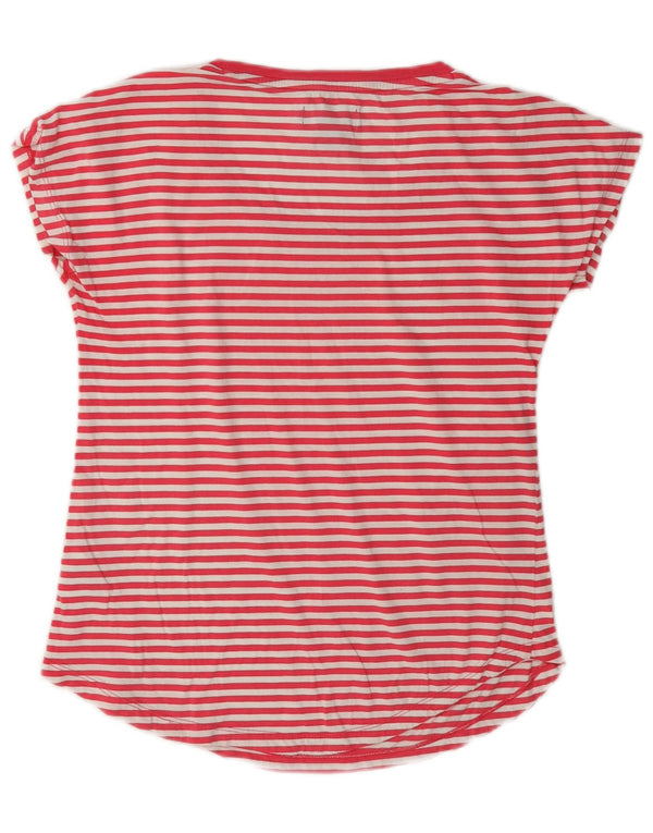 Adidas Damen Grafik T-Shirt Top UK 10 Small Red Nadelstreifen Baumwolle