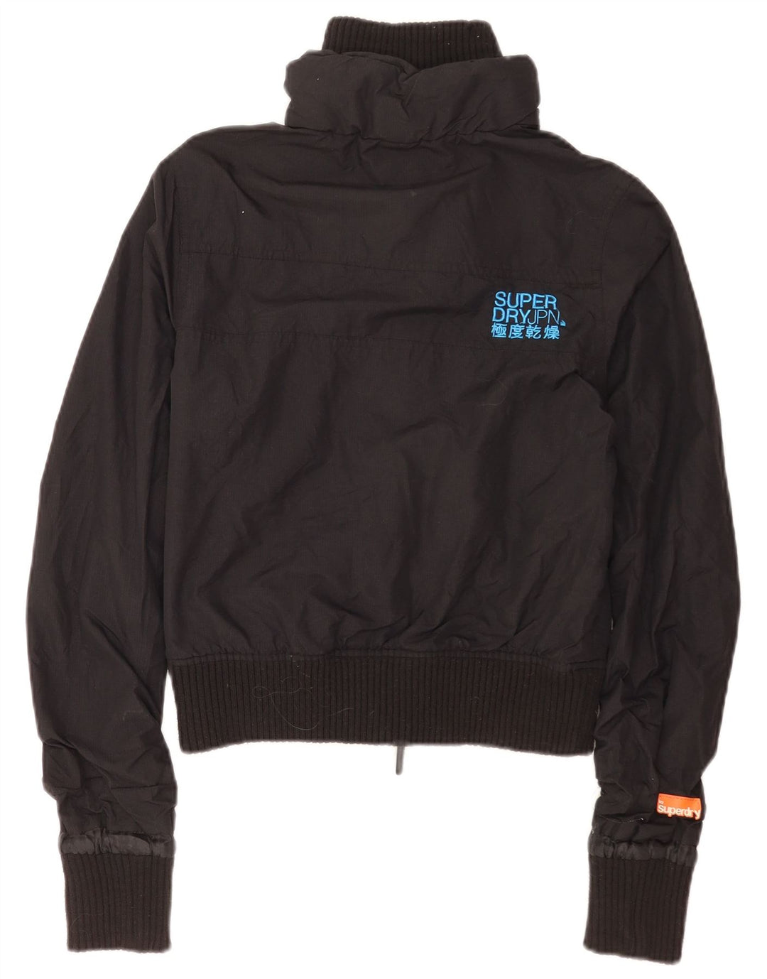 Superdry Womens Graphic Bomber Jacket UK 10 Small Black Nylon