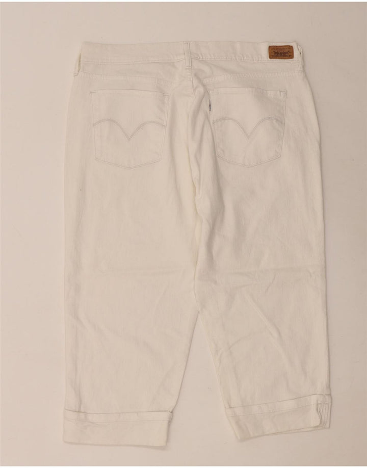 LEVI'S Womens 515 Capri Jeans US 14 Large W36 L20 White Cotton