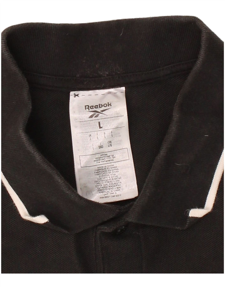 REEBOK Mens Polo Shirt Large Black Cotton