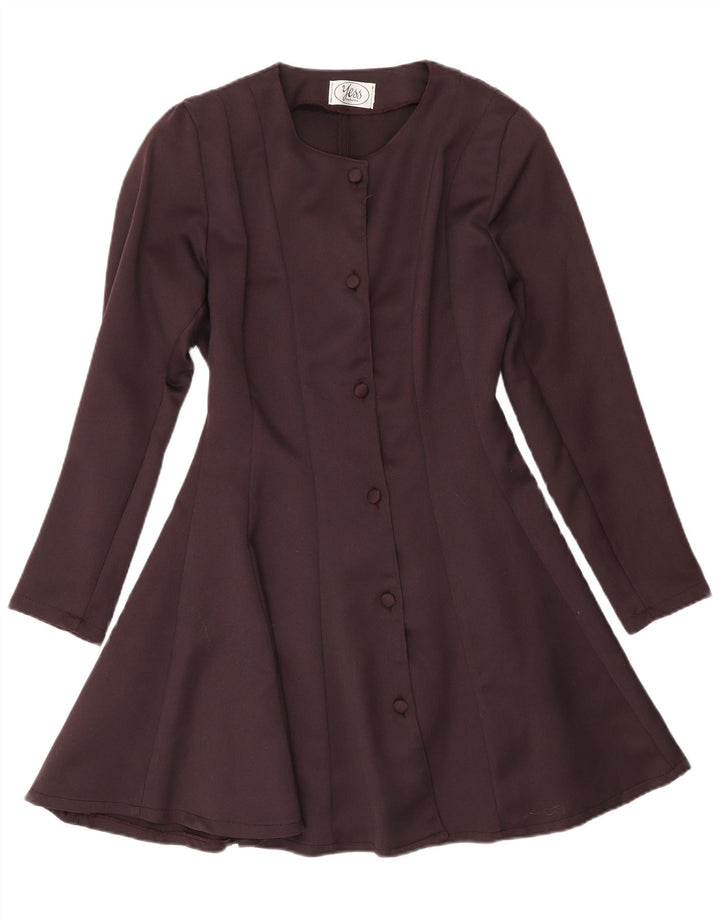 Vintage Womens Long Sleeve A-Line Dress IT 32 2XS Maroon Polyester