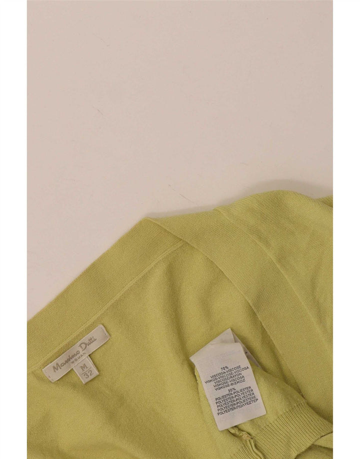 Massimo Dutti Womens Cardigan Sweater UK 12 Medium Yellow Viscose