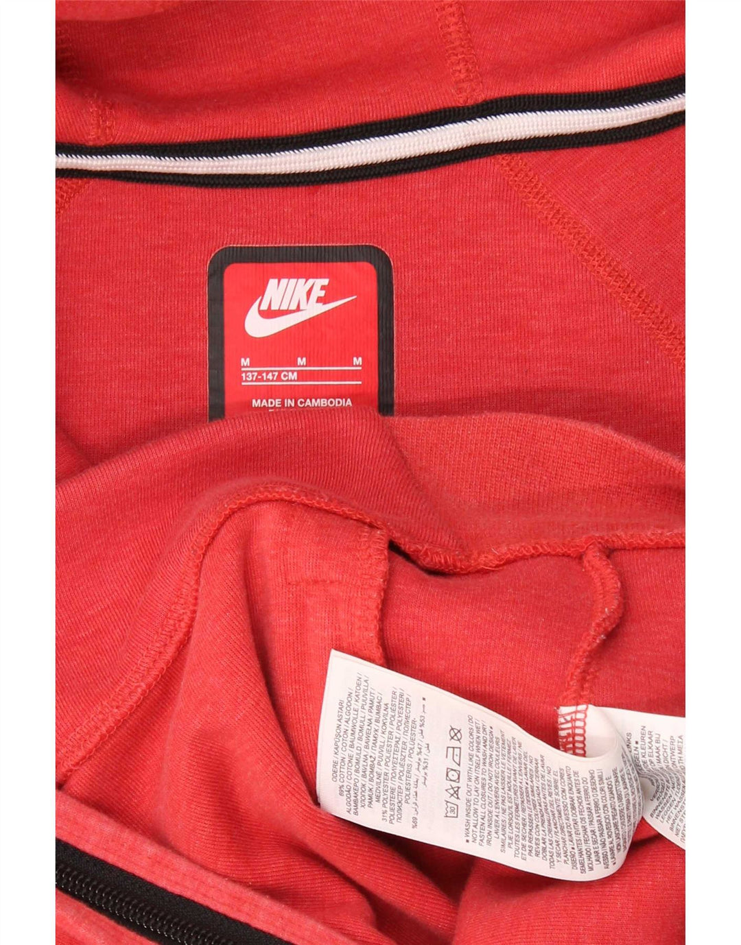 Nike Boys Zip Hoodie Sweater 10-11 Years Medium Red Cotton