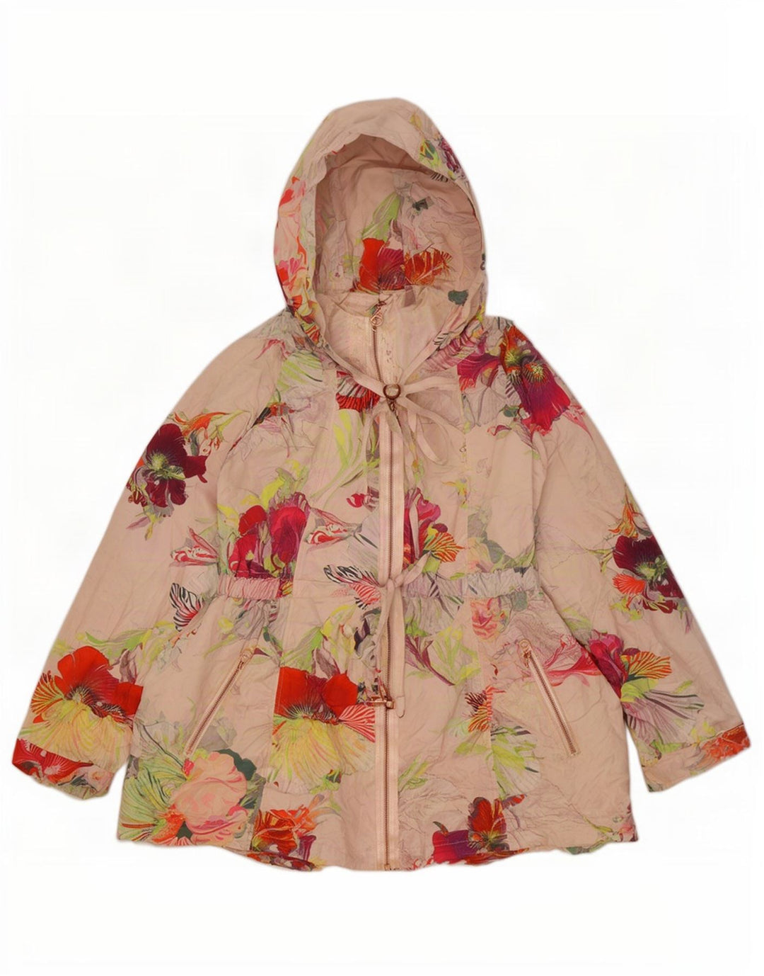 Ted Baker Womens Hooded Rain Jacket Size 3 Medium Multicoloured Floral