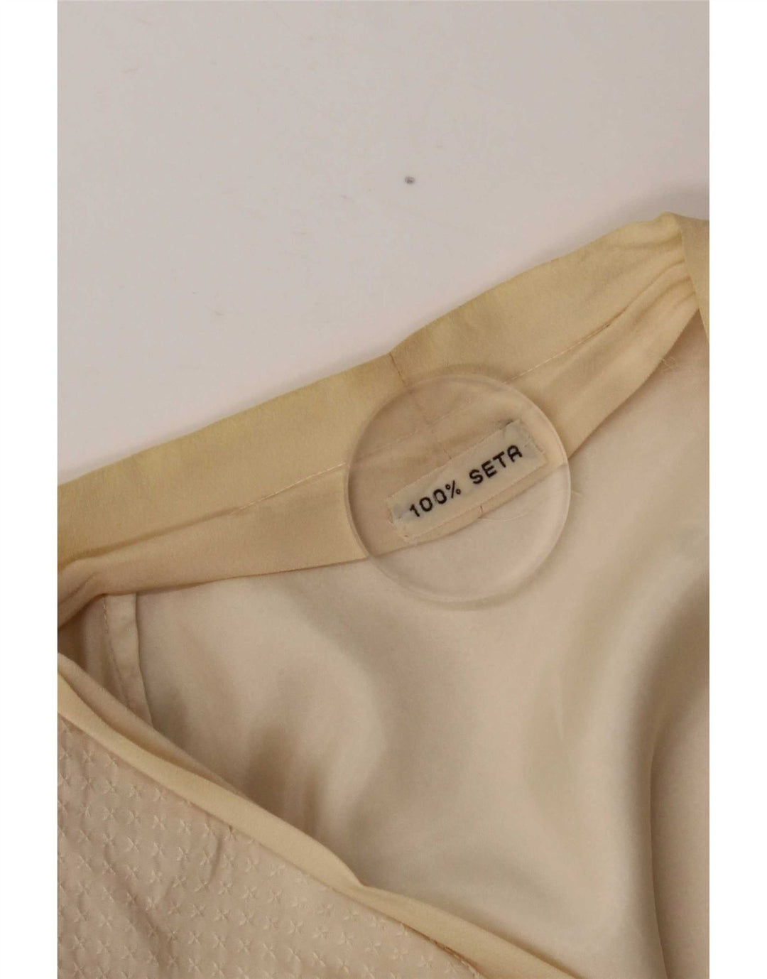 vintage Femme 3 Bouton Blazer Veste UK 14 Soie Beige Moyenne