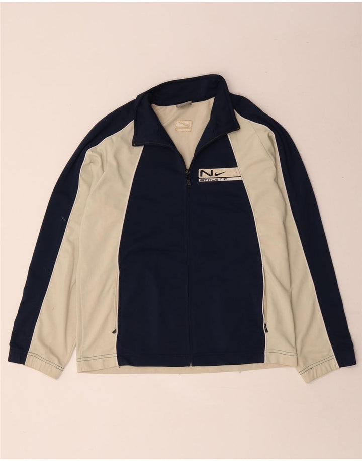 Nike Boys Tracksuit Top Jacket 12-13 Years Large Beige Colourblock