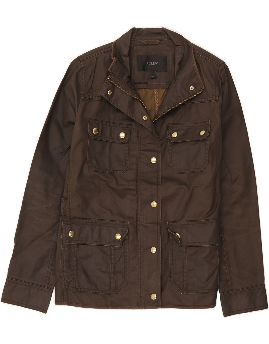 J. CREW Damen Utility-Jacke UK 10 Small Braune Baumwolle