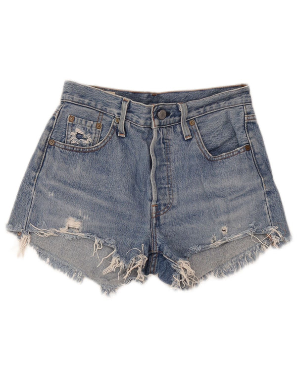 Levi's Damen 501 Distressed Denim Shorts W23 2XS Blaue Baumwolle
