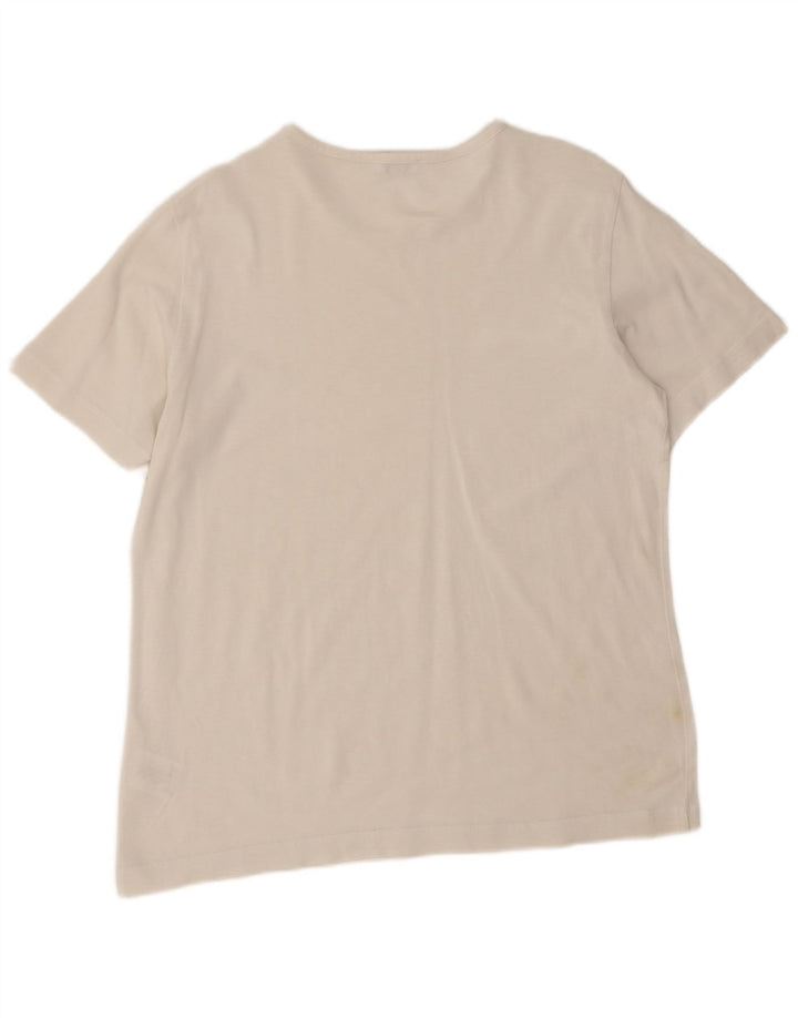 Escada Mens Graphic T-Shirt Top Medium White Cotton