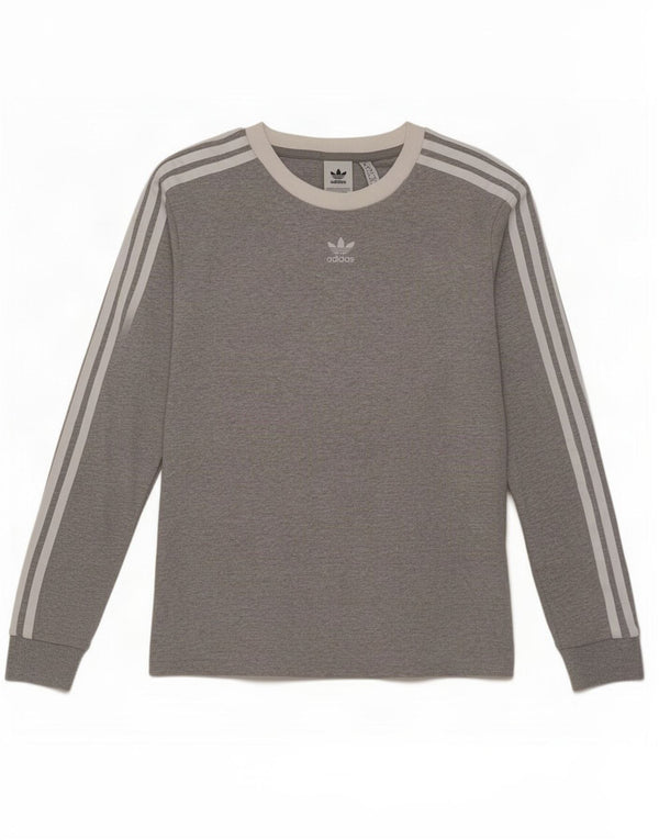 Adidas Womens Top Long Sleeve UK 10 Small Grey Cotton