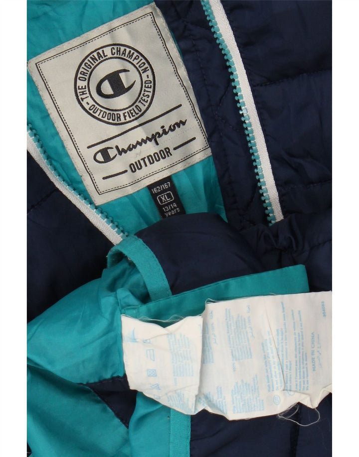 Champion Boys Hooded Padded Jacket 13-14 Years XL Navy Blue Polyester