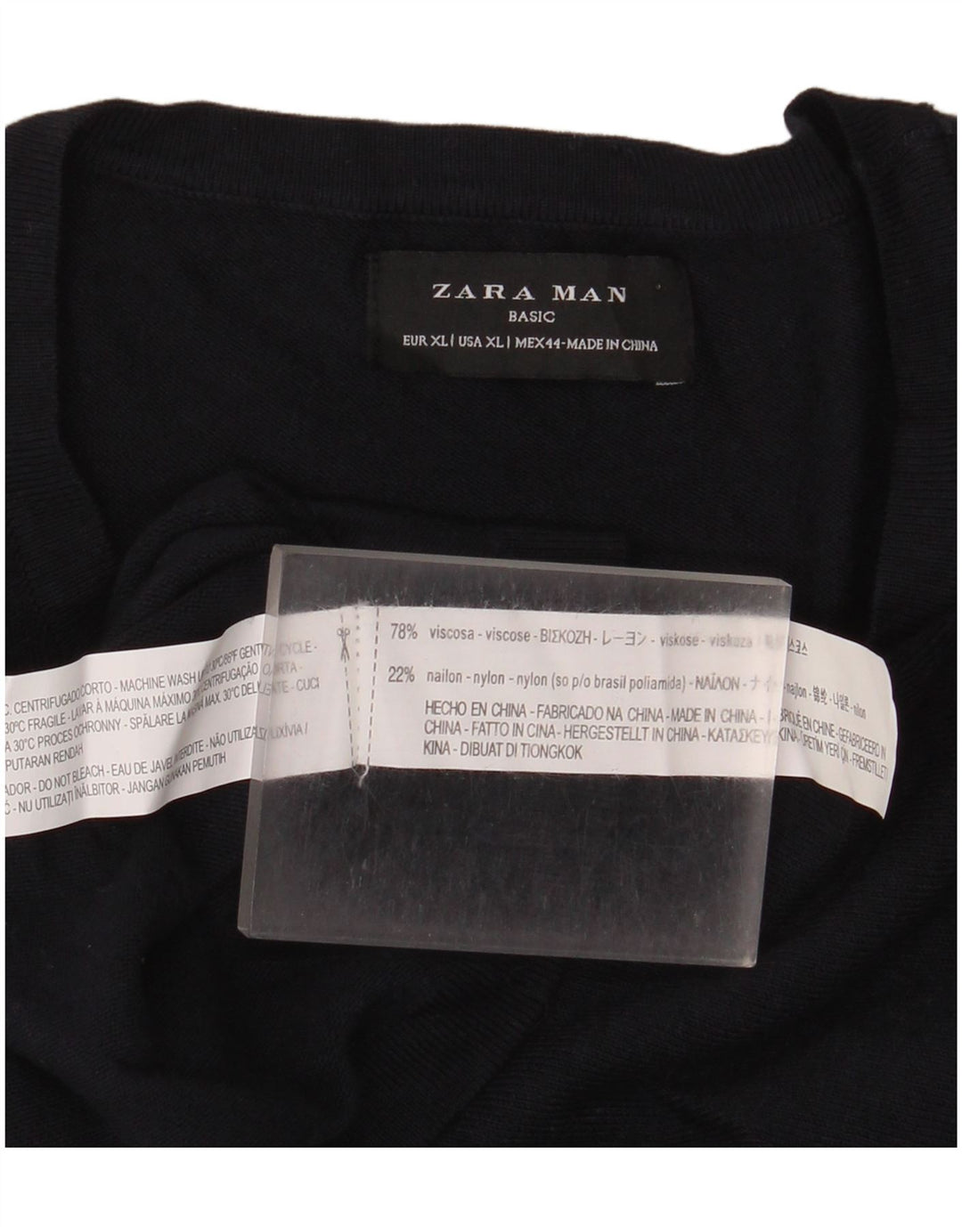 ZARA Mens Crew Neck Jumper Sweater XL Navy Blue Viscose