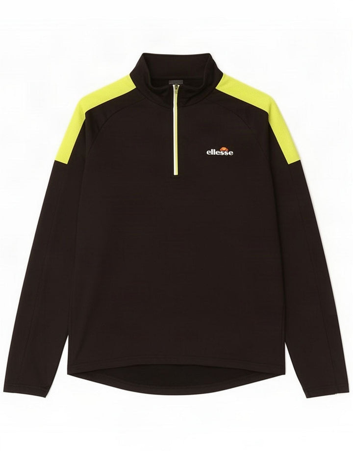 Ellesse Haut de survêtement à col zippé pour homme Noir moyen Colourblock