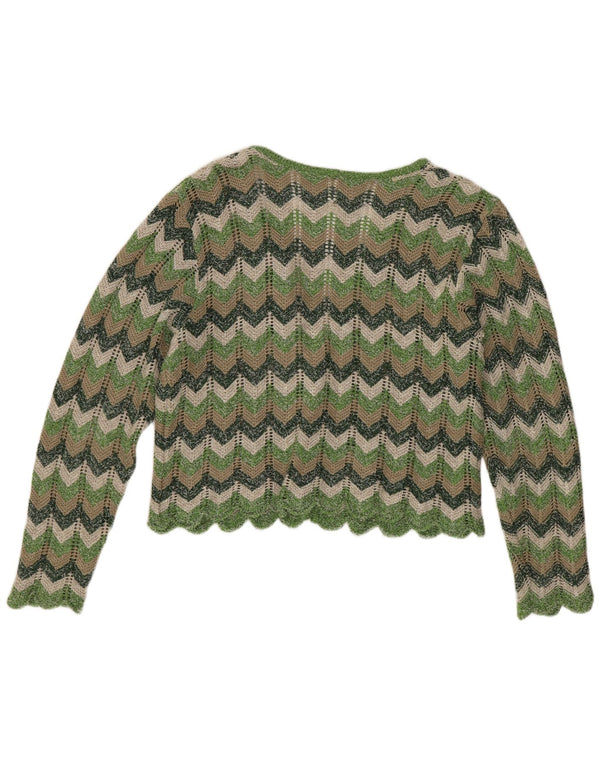 Steffner Womens Crop Cardigan Sweater EU 40 Chevron vert moyen