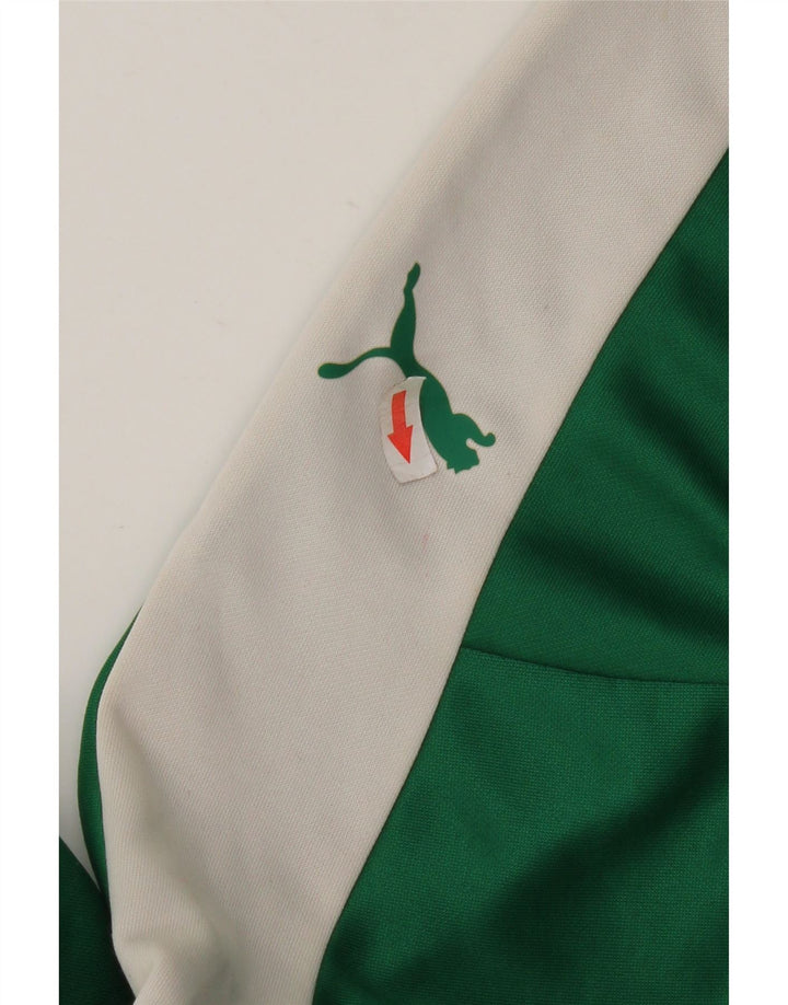 Puma Mens Zip Neck Pullover Tracksuit Top XL Green Colourblock Polyester