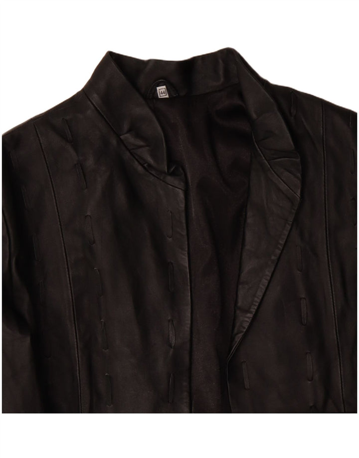 VINTAGE Womens Leather Jacket IT 44 Medium Black