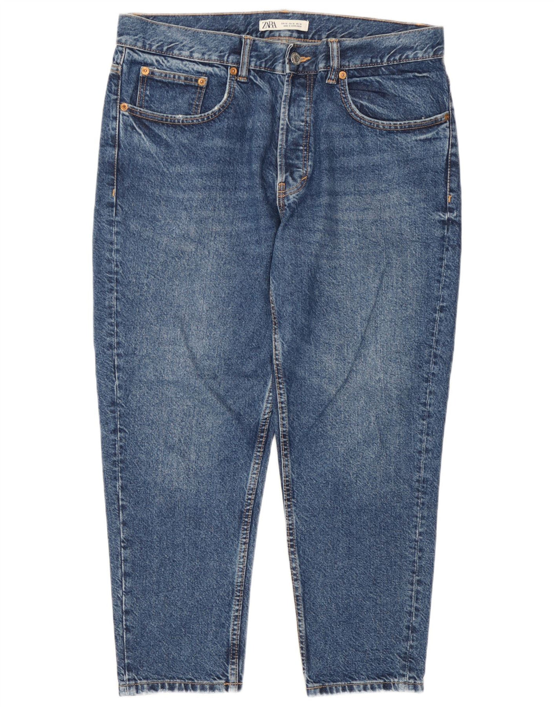 Zara Mens Cropped Jeans EU 46 XL W36 L25 Blue