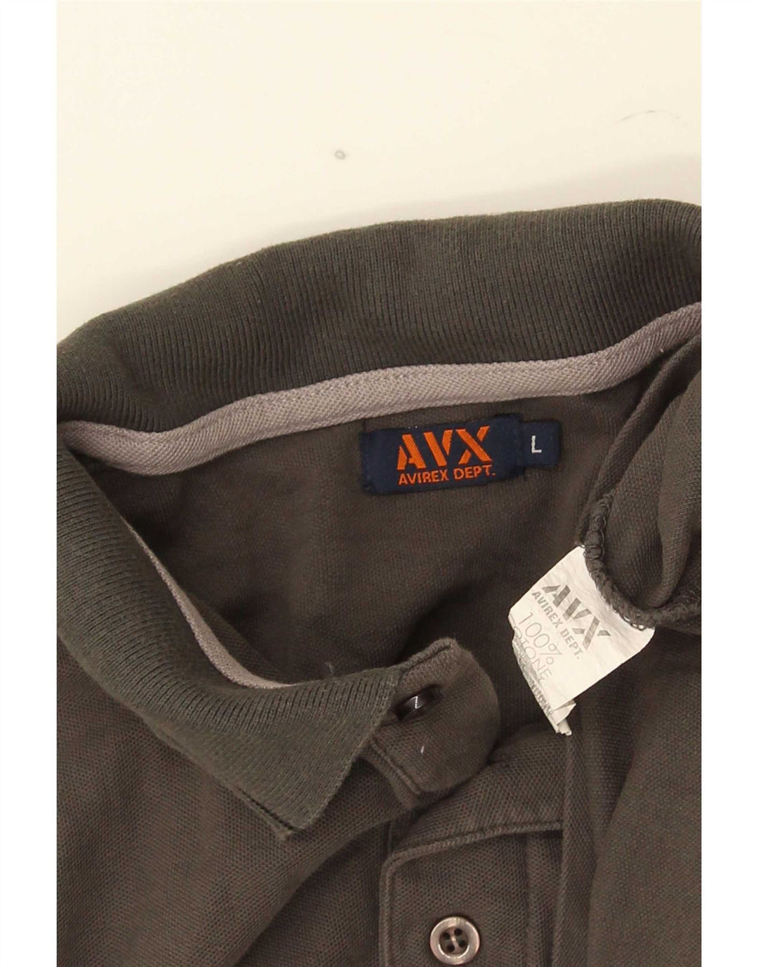 Avirex Mens Polo Shirt Large Grey Striped Cotton