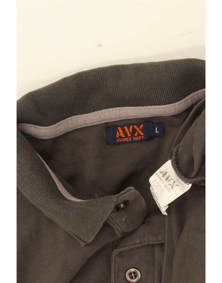 Avirex Mens Polo Shirt Large Grey Striped Cotton