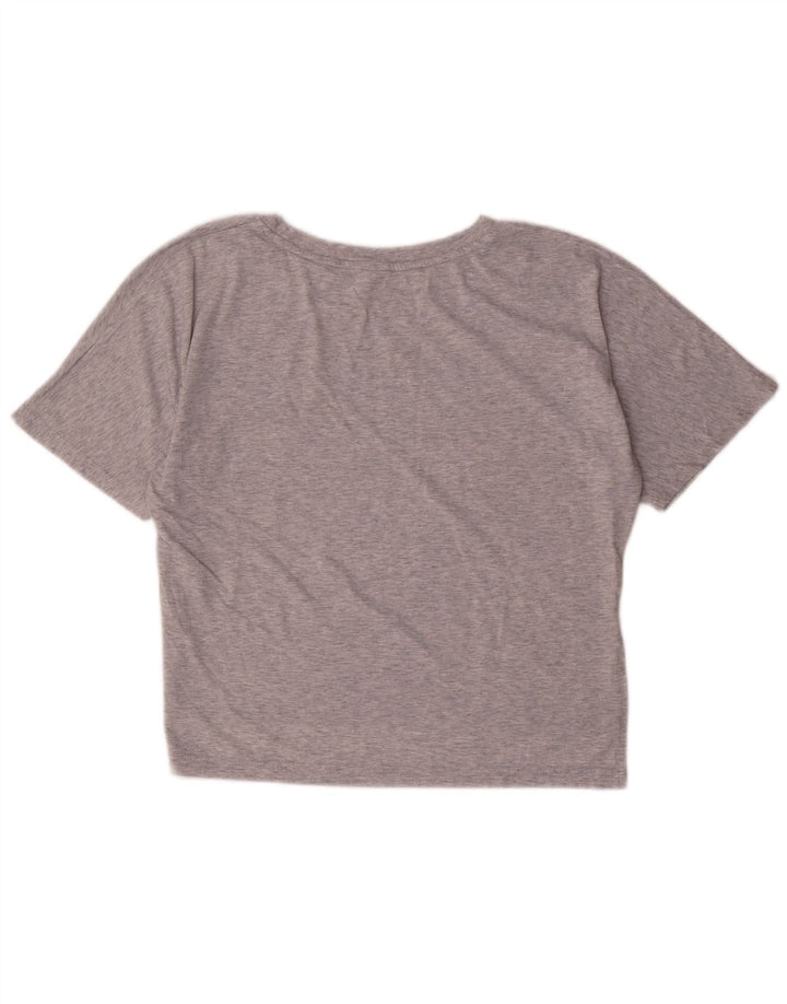 UMBRO Womens Crop Graphic T-Shirt Top UK 14 Medium Grey Flecked Polyester