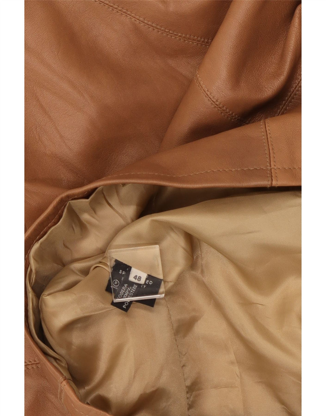 VINTAGE Womens Leather Jacket IT 48 XL Brown Leather