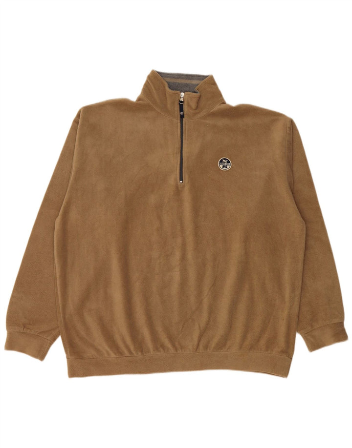 NORTH SAILS Mens Zip Neck Fleece Jumper 2XL Beige Polyester