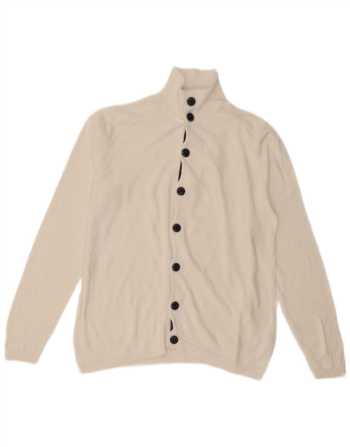 Zara Męski sweter rozpinany, duży, biały, bawełniany