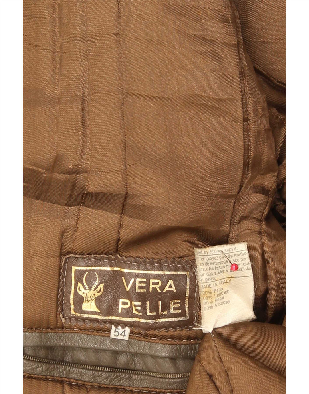 Vintage męska kurtka skórzana IT 54 2XL brązowa