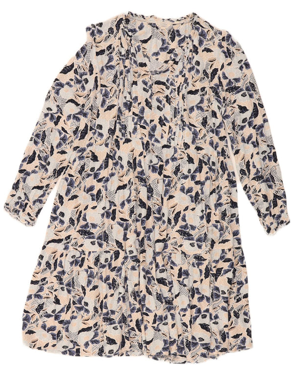 Fedt ansigt Dame Langærmet Tiered Kjole UK 14 Medium Multicolored Floral