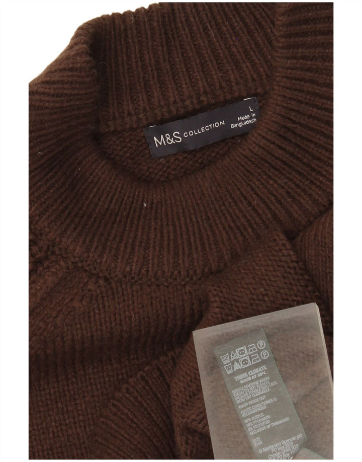 Marks & Spencer Womens Turtle Neck Jumper Sweater UK 16 Large Brown Acrylic