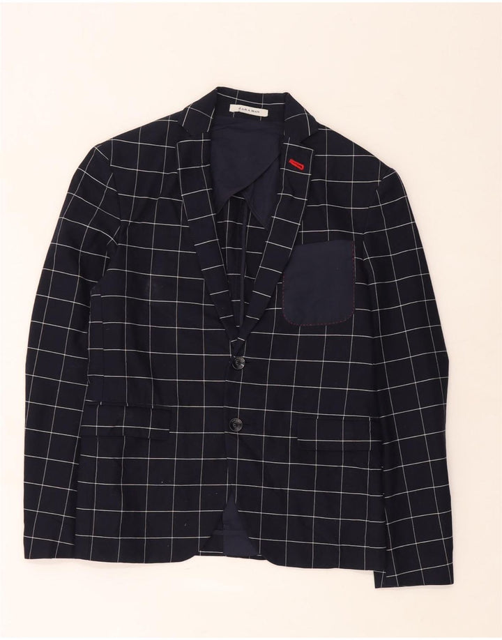 Giacca blazer da uomo a 2 bottoni Zara EU 46 piccola in cotone a quadri blu navy