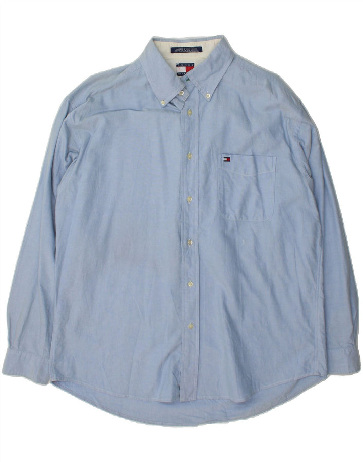 TOMMY HILFIGER Mens Shirt Large Blue Cotton Vintage Tommy Hilfiger and Second-Hand Tommy Hilfiger from Messina Hembry 