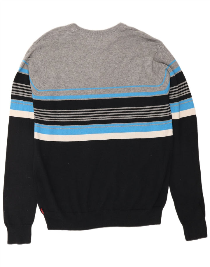 VANS Mens Crew Neck Jumper Sweater Small Multicoloured Striped Cotton