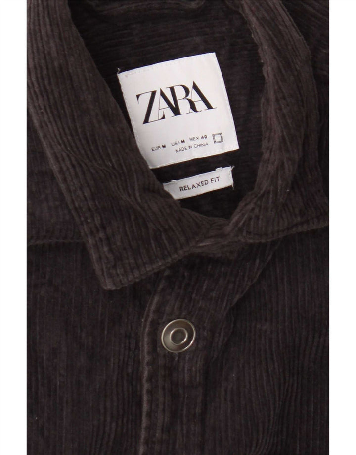 Zara Mens Relaxed Fit Corduroy Shirt Medium Navy Blue