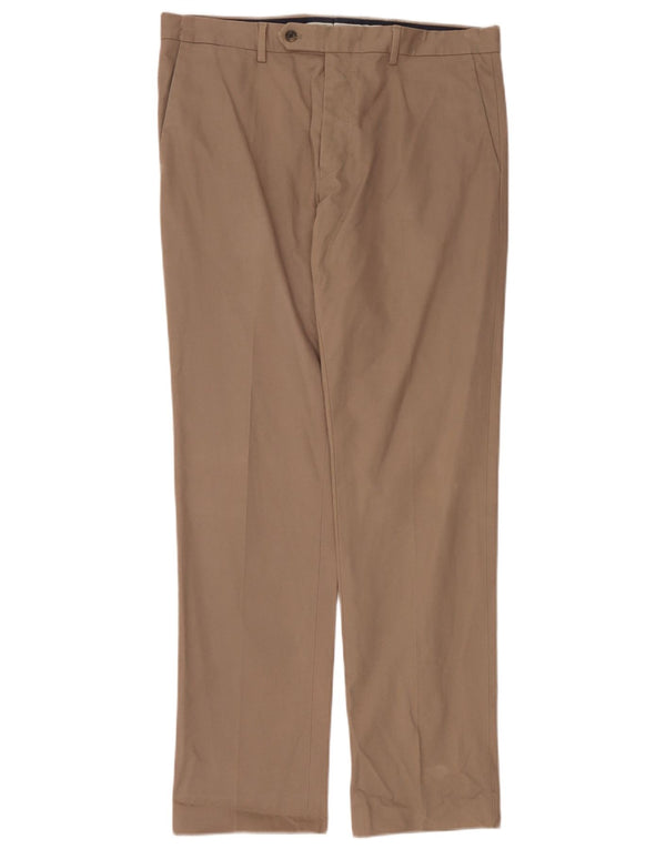 Мужские прямые костюмные брюки Reiss W34 L32 бежевого цвета, хлопок