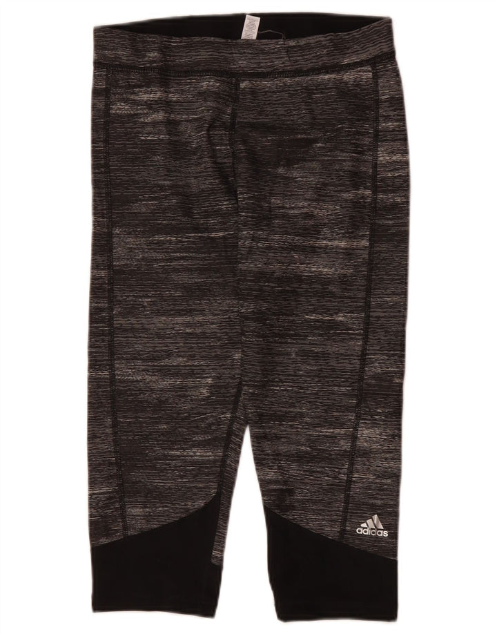 ADIDAS Womens Climalite Capri Leggings UK 12/14 Medium  Grey Colourblock
