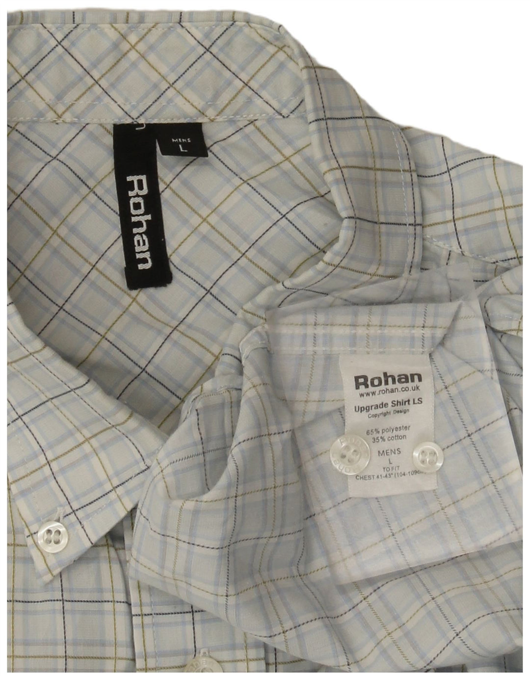 Rohan herreskjorte stor blå ternet polyester