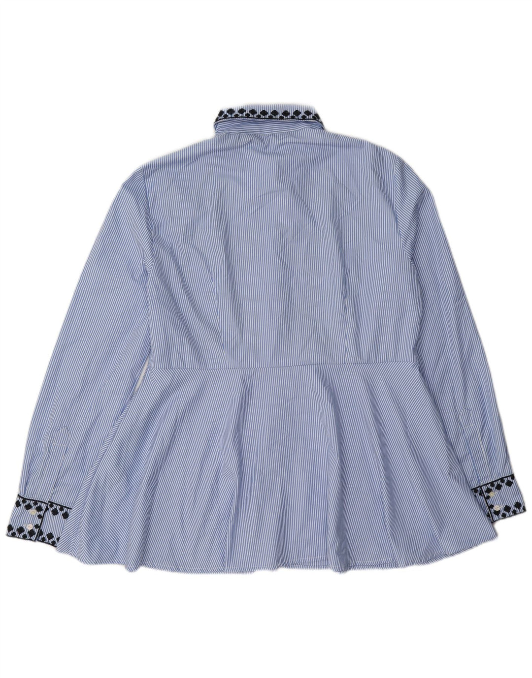 Zara Femme Chemise Chemisier UK 14 Moyen Bleu Pinstripe Polyester