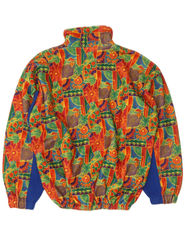 vintage Mens Zip Neck Fleece Jumper XL Bleu Floral