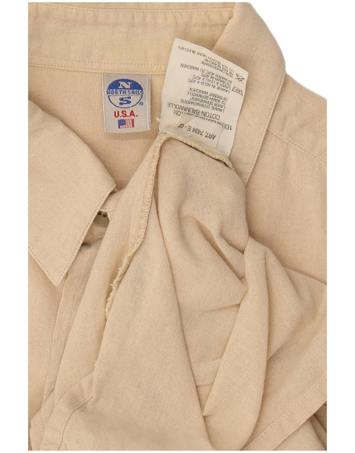 NORTH SAILS Mens Short Sleeve Shirt Large Beige Cotton