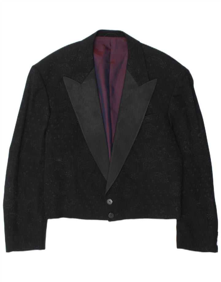Wilvorst Herren-Blazer mit 2 Knöpfen, Gr. 40, groß, schwarze Paisley-Viskose
