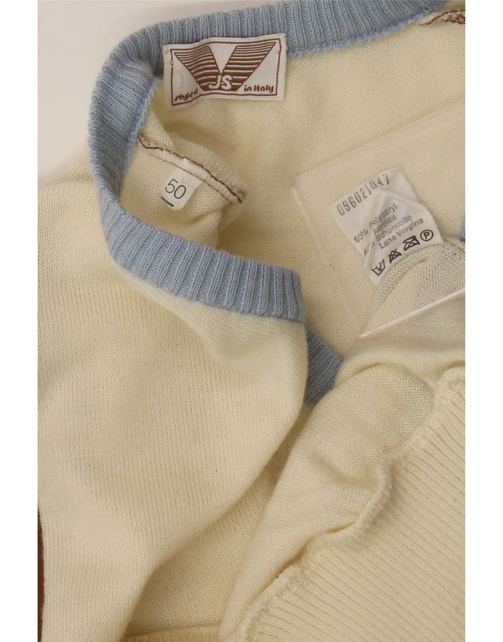 Męski sweter VINTAGE z dekoltem w kształcie litery V IT 50 Średni, wielokolorowy blok kolorów