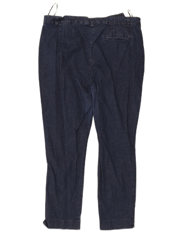 Pantaloni da abito a vita alta da donna Marks & Spencer UK 14 Large W32 L24 Navy Bl