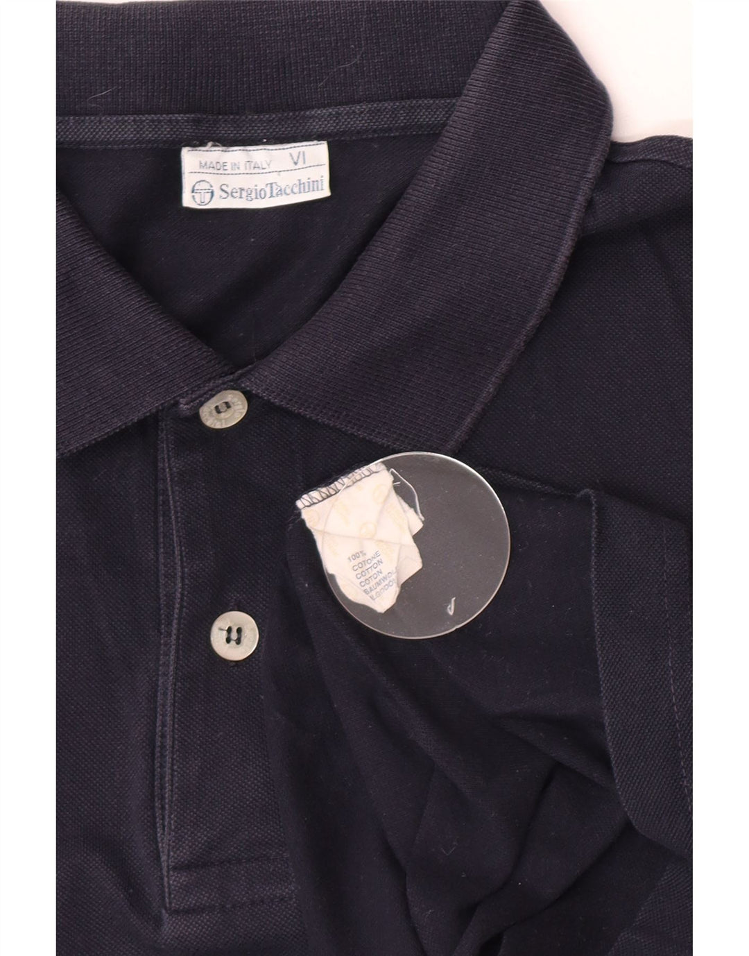 Sergio Tacchini Mens Polo Shirt Large Navy Blue Cotton